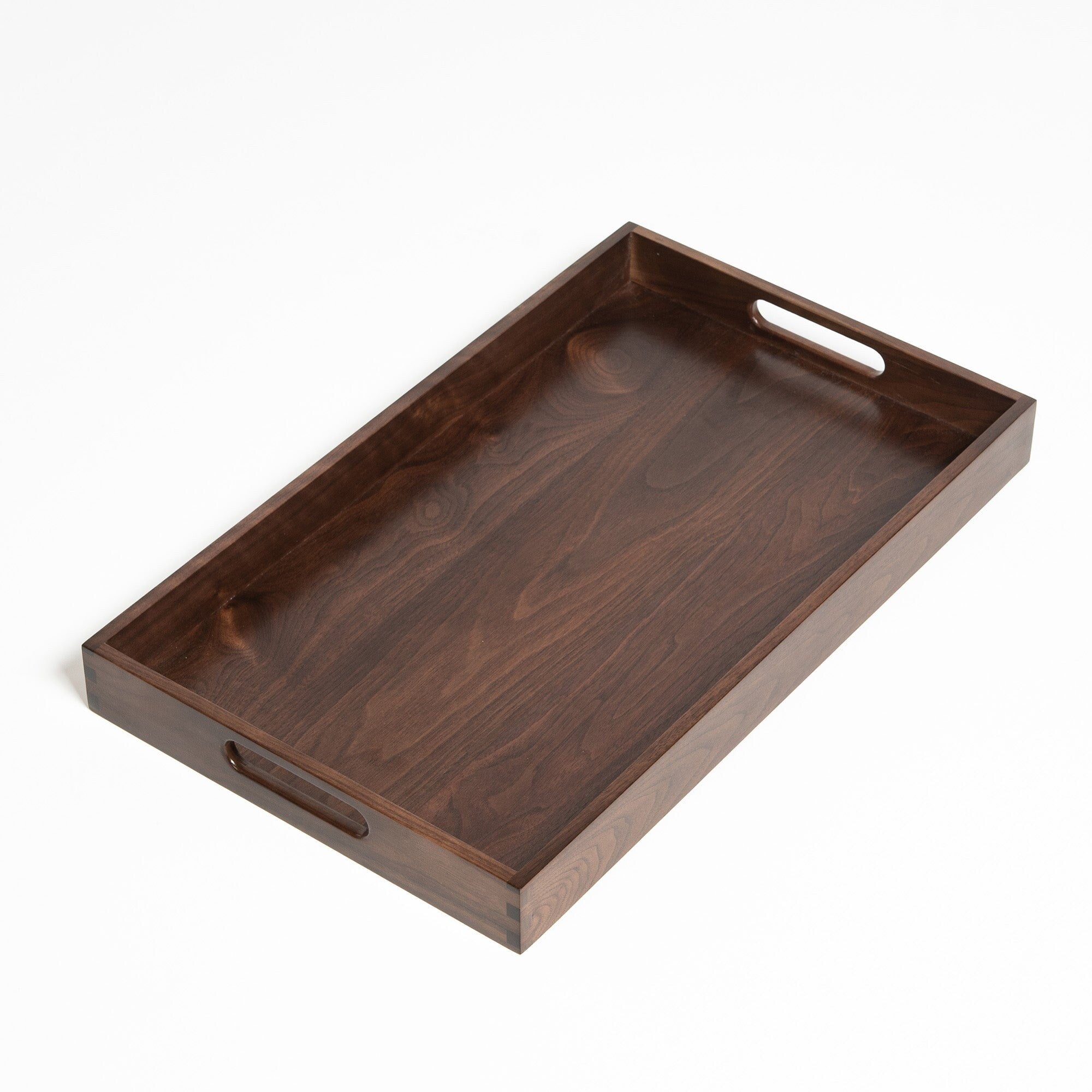 Plateau de service rectangulaire en bois de noyer noir KINWELL, plateau ottoman