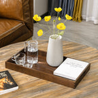Plateau de service rectangulaire en bois de noyer noir KINWELL, plateau ottoman