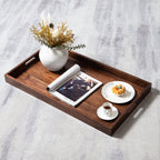 Plateau de service rectangulaire en bois de noyer noir KINWELL, plateau ottoman