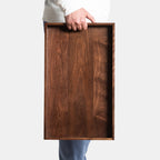 Plateau de service rectangulaire en bois de noyer noir KINWELL, plateau ottoman