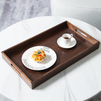 Plateau de service rectangulaire en bois de noyer noir KINWELL, plateau ottoman