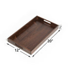 Plateau de service rectangulaire en bois de noyer noir KINWELL, plateau ottoman