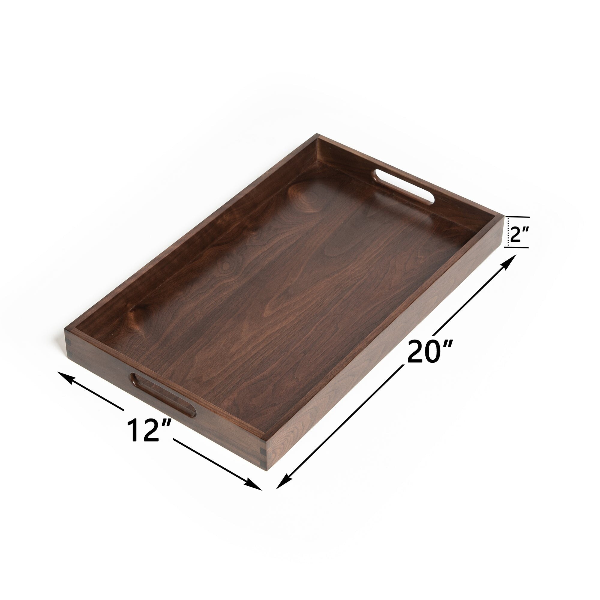 Plateau de service rectangulaire en bois de noyer noir KINWELL, plateau ottoman
