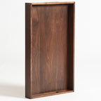 Plateau de service rectangulaire en bois de noyer noir KINWELL, plateau ottoman