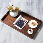 Plateau de service rectangulaire en bois de noyer noir KINWELL, plateau ottoman