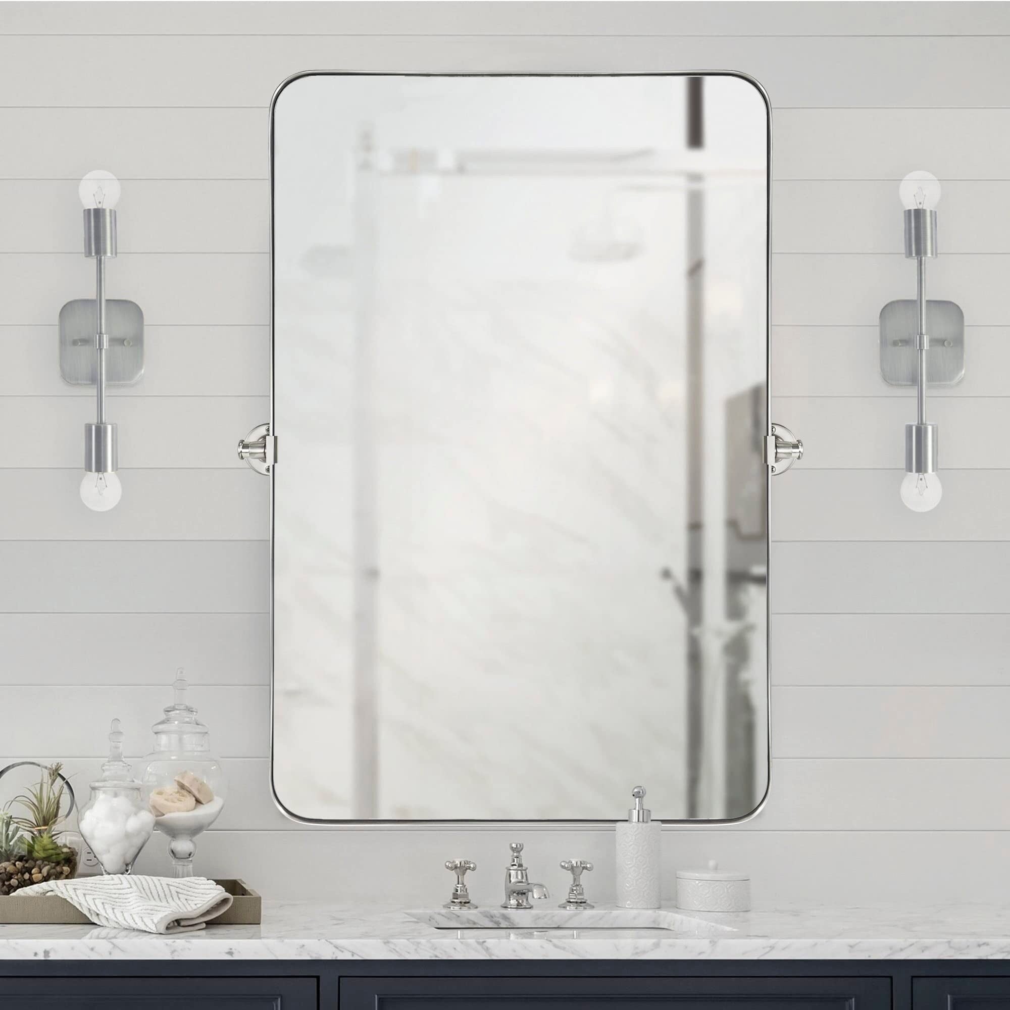 Miroir mural rectangulaire pivotant et inclinable en métal TEHOME Jonathan