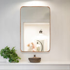 Miroir mural de salle de bain avec coin arrondi (1 pièce)