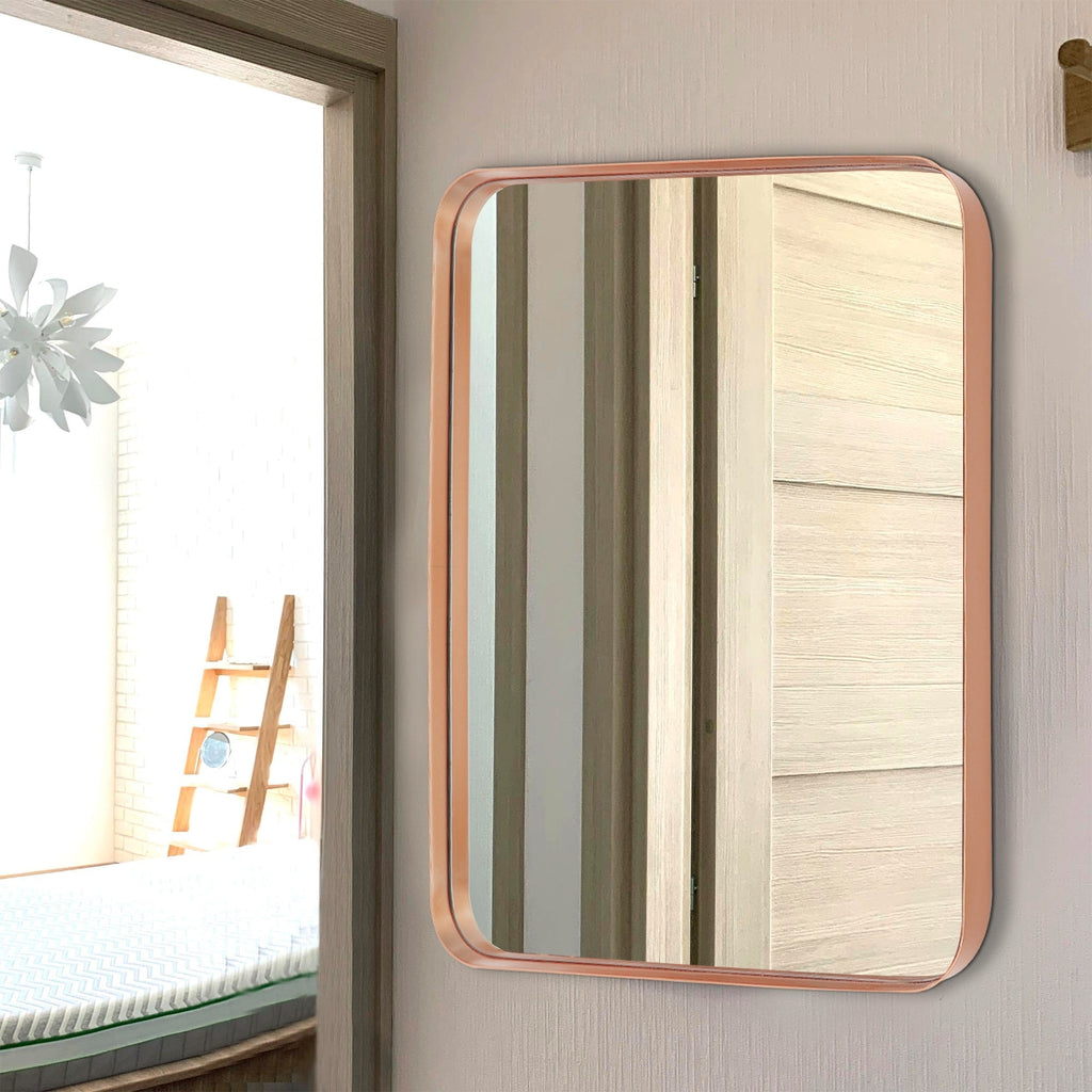 Miroir mural de salle de bain avec coin arrondi (1 pièce)