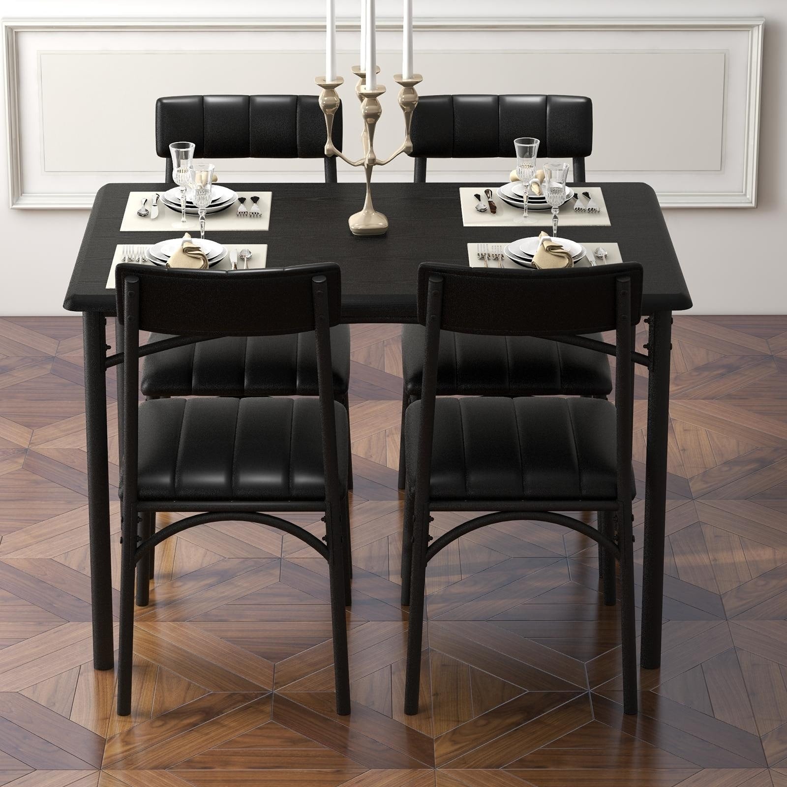 Ensemble table à manger rectangulaire pour 4 personnes avec chaises rembourrées