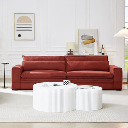 Canapé 4 places contemporain en tissu rouge 104,72 pouces avec pieds en bois - Design élégant et durable pour appartements et bureaux