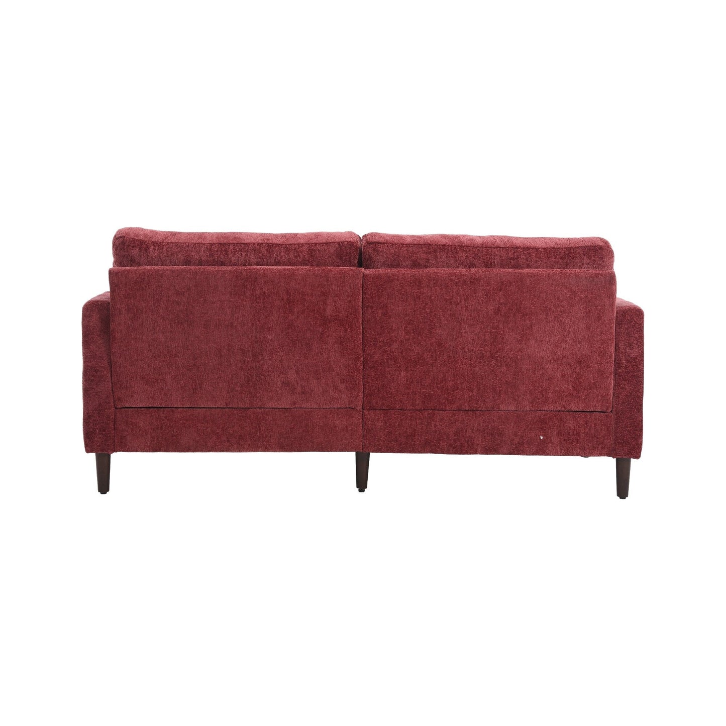 Canapé 2 places rouge en chenille de 68,9 po avec coussins amovibles