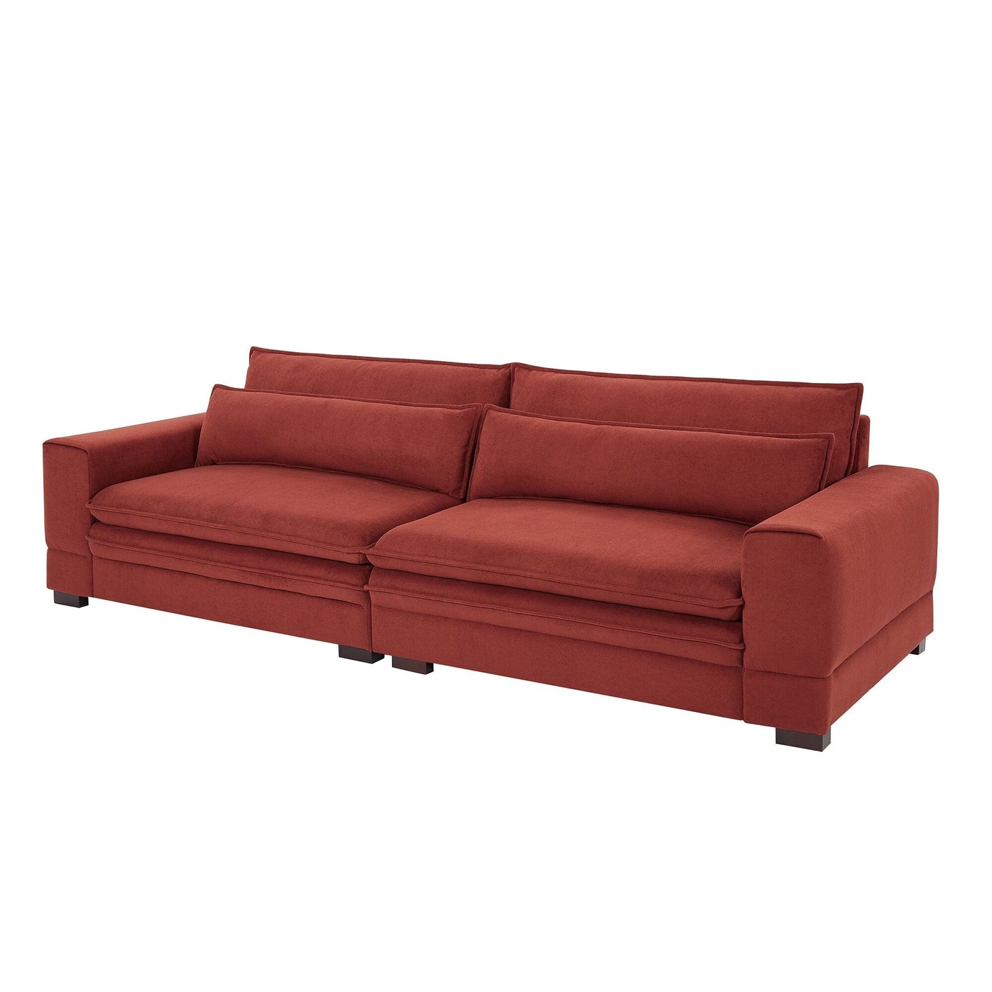 Canapé 4 places moderne en tissu rouge de 104,7 pouces avec pieds en bois