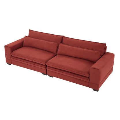 Canapé 4 places moderne en tissu rouge de 104,7 pouces avec pieds en bois