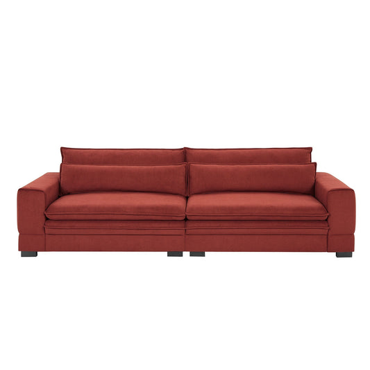 Canapé 4 places moderne en tissu rouge de 104,7 pouces avec pieds en bois