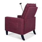 Fauteuil inclinable manuel moderne en tissu rouge avec support pour téléphone portable, porte-gobelet et repose-pieds
