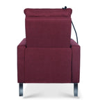Fauteuil inclinable manuel moderne en tissu rouge avec support pour téléphone portable, porte-gobelet et repose-pieds