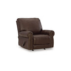 Fauteuil inclinable manuel Reeve, garniture cloutée, cuir mélangé marron foncé