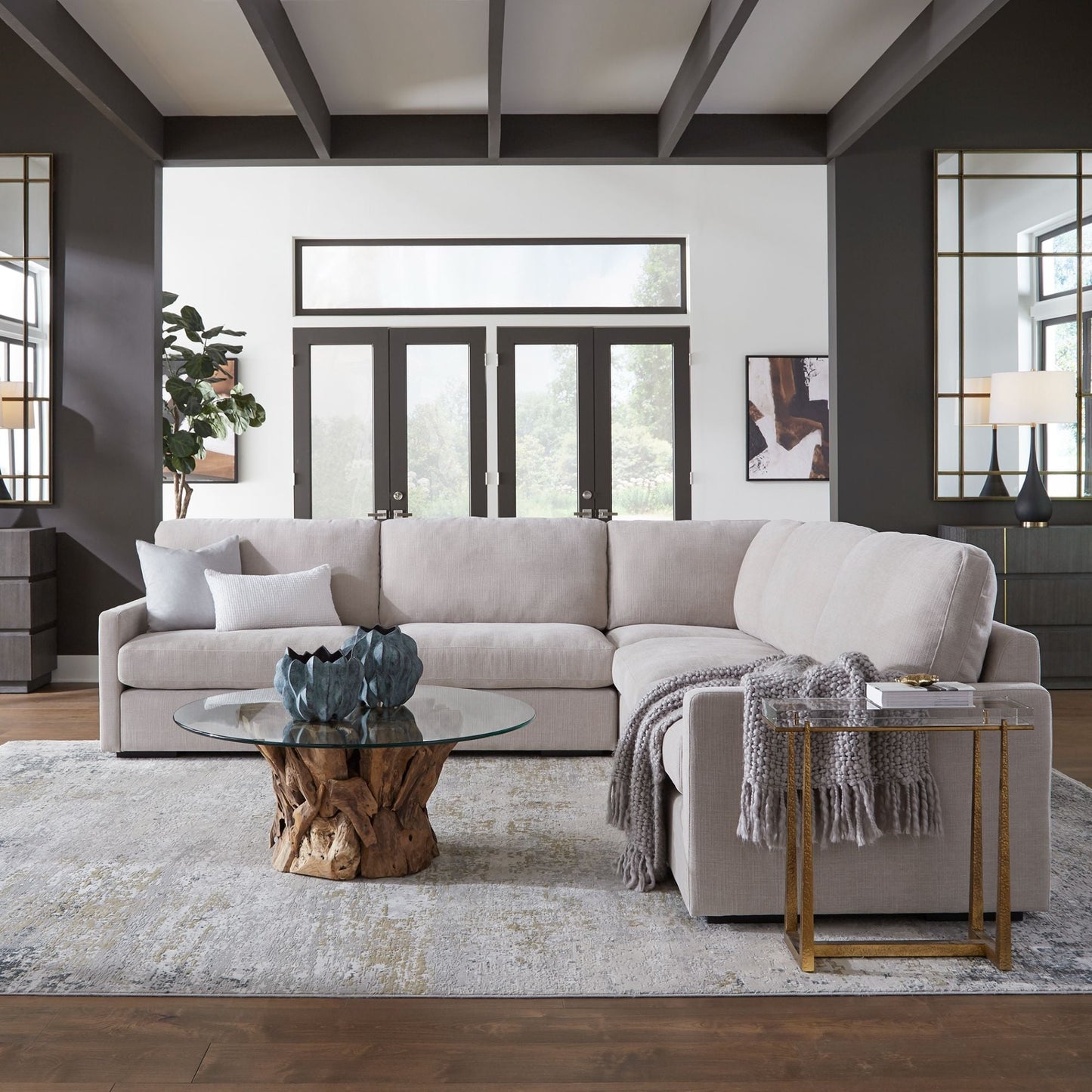 Siège d'angle modulaire solide Refuge pour canapé sectionnel - 37,5 - Gris sable