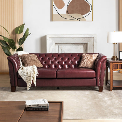Canapé capitonné Regina 82,5 en cuir véritable pour salon par HULALA HOME