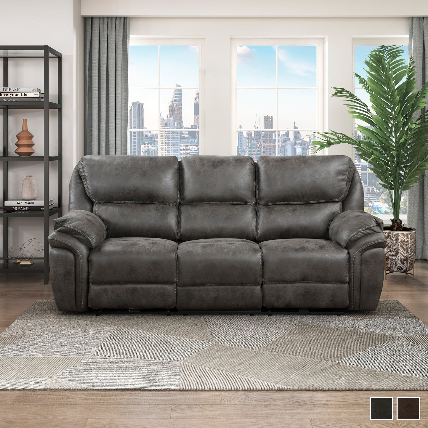 Canapé inclinable électrique double en microfibre Regina
