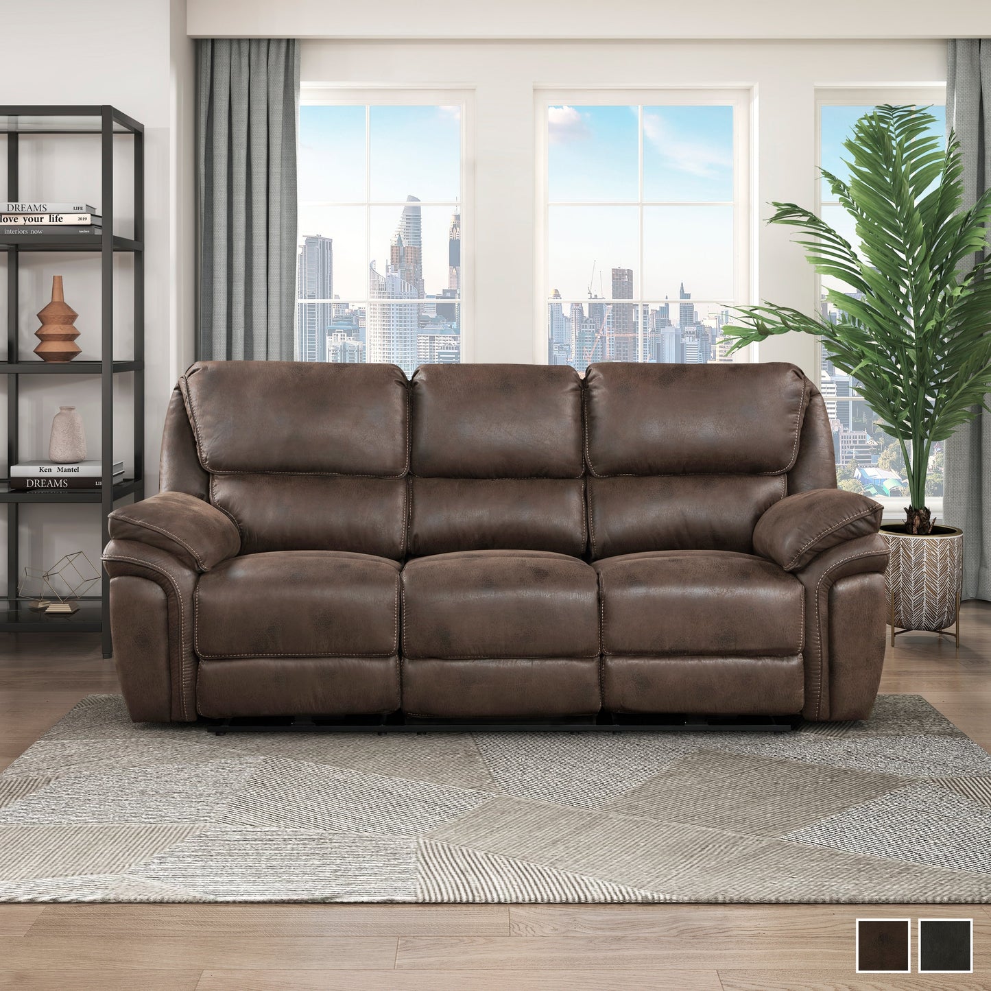 Canapé inclinable électrique double en microfibre Regina