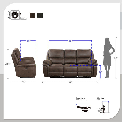 Canapé inclinable électrique double en microfibre Regina