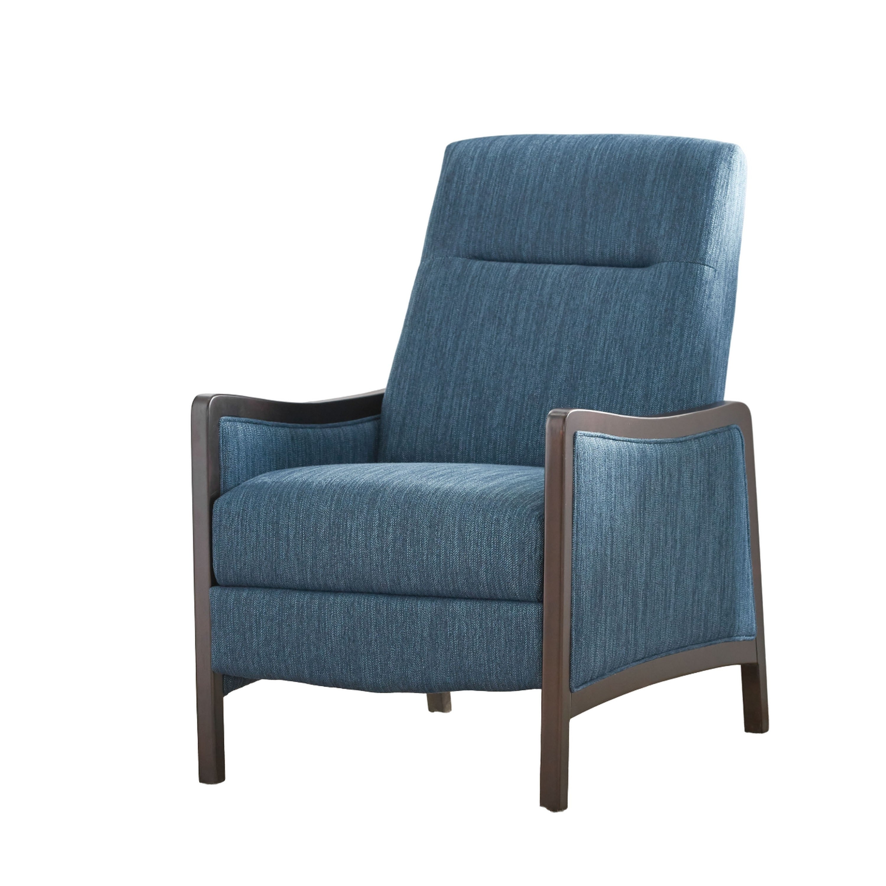 Fauteuil inclinable Reina, bouleau brun, tissu bleu marine