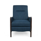 Fauteuil inclinable Reina, bouleau brun, tissu bleu marine