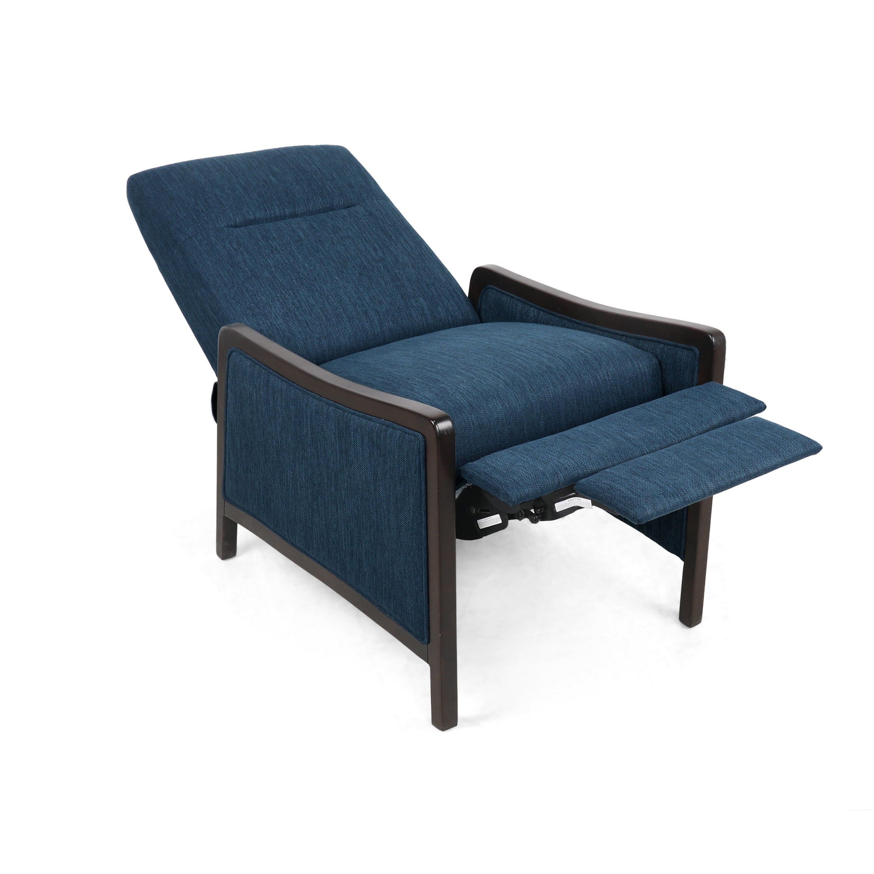 Fauteuil inclinable Reina, bouleau brun, tissu bleu marine