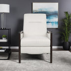 Fauteuil inclinable Reina avec dossier rabattable, bois de bouleau brun, tissu beige