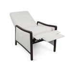 Fauteuil inclinable Reina avec dossier rabattable, bois de bouleau brun, tissu beige