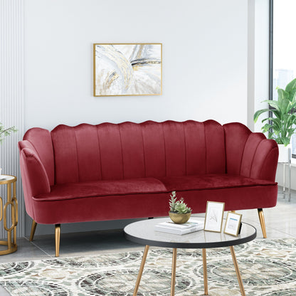 Canapé 3 places Reitz Glam en velours par Christopher Knight Home - 76,25 L x 29,25 l x 33,50 H