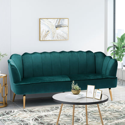 Canapé 3 places Reitz Glam en velours par Christopher Knight Home - 76,25 L x 29,25 l x 33,50 H