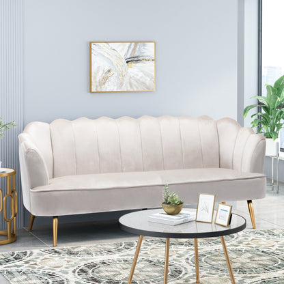 Canapé 3 places Reitz Glam en velours par Christopher Knight Home - 76,25 L x 29,25 l x 33,50 H