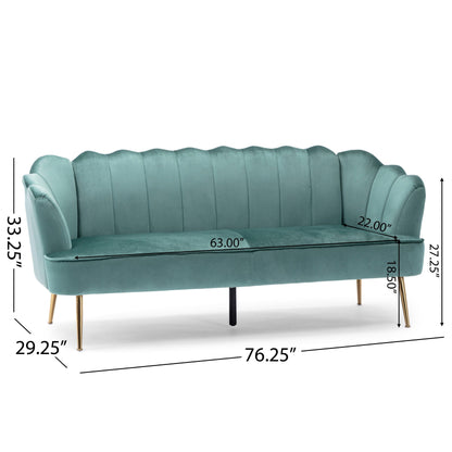 Canapé 3 places Reitz Glam en velours par Christopher Knight Home - 76,25 L x 29,25 l x 33,50 H