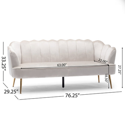 Canapé 3 places Reitz Glam en velours par Christopher Knight Home - 76,25 L x 29,25 l x 33,50 H