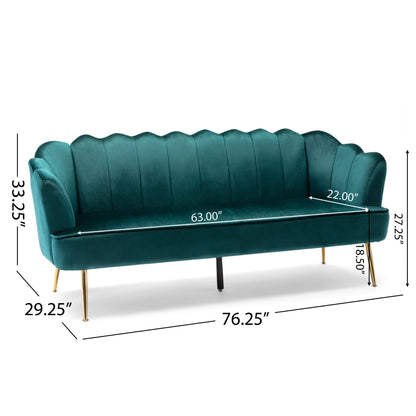 Canapé 3 places Reitz Glam en velours par Christopher Knight Home - 76,25 L x 29,25 l x 33,50 H