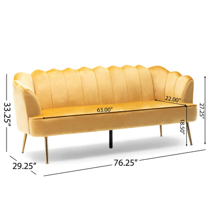 Canapé 3 places Reitz Glam en velours par Christopher Knight Home - 76,25 L x 29,25 l x 33,50 H