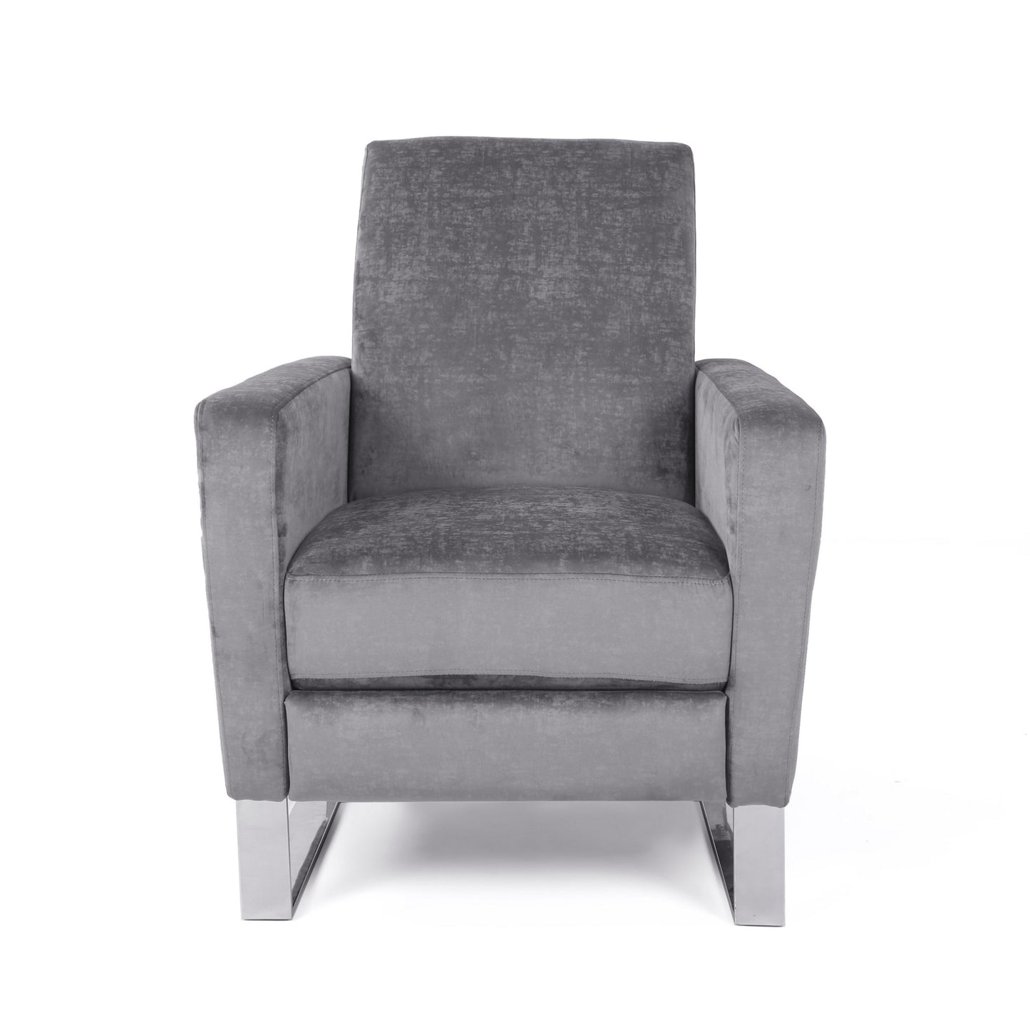 Fauteuil inclinable manuel Reki Push Back, pieds en acier inoxydable, gris