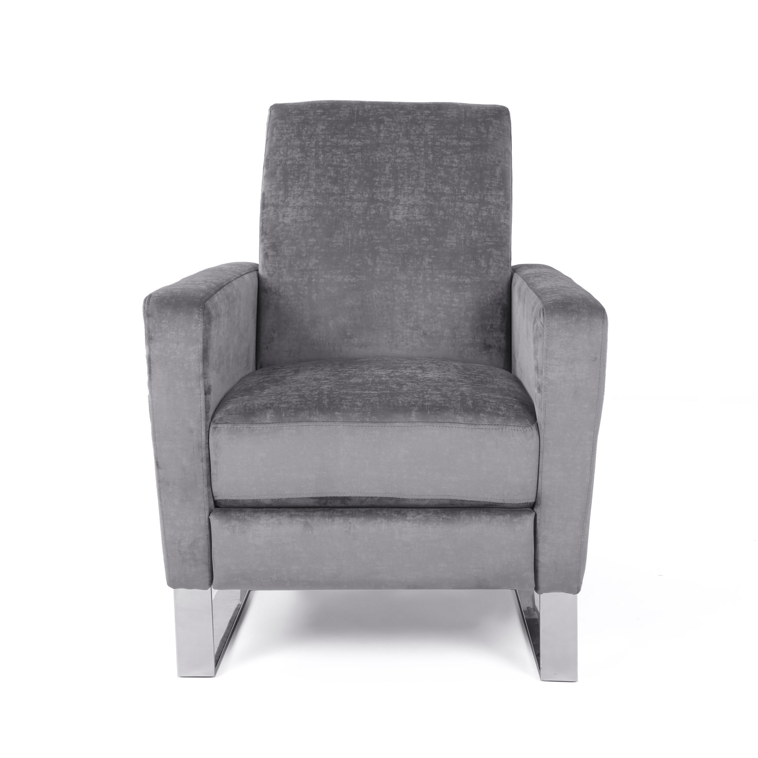 Fauteuil inclinable manuel Reki Push Back, pieds en acier inoxydable, gris