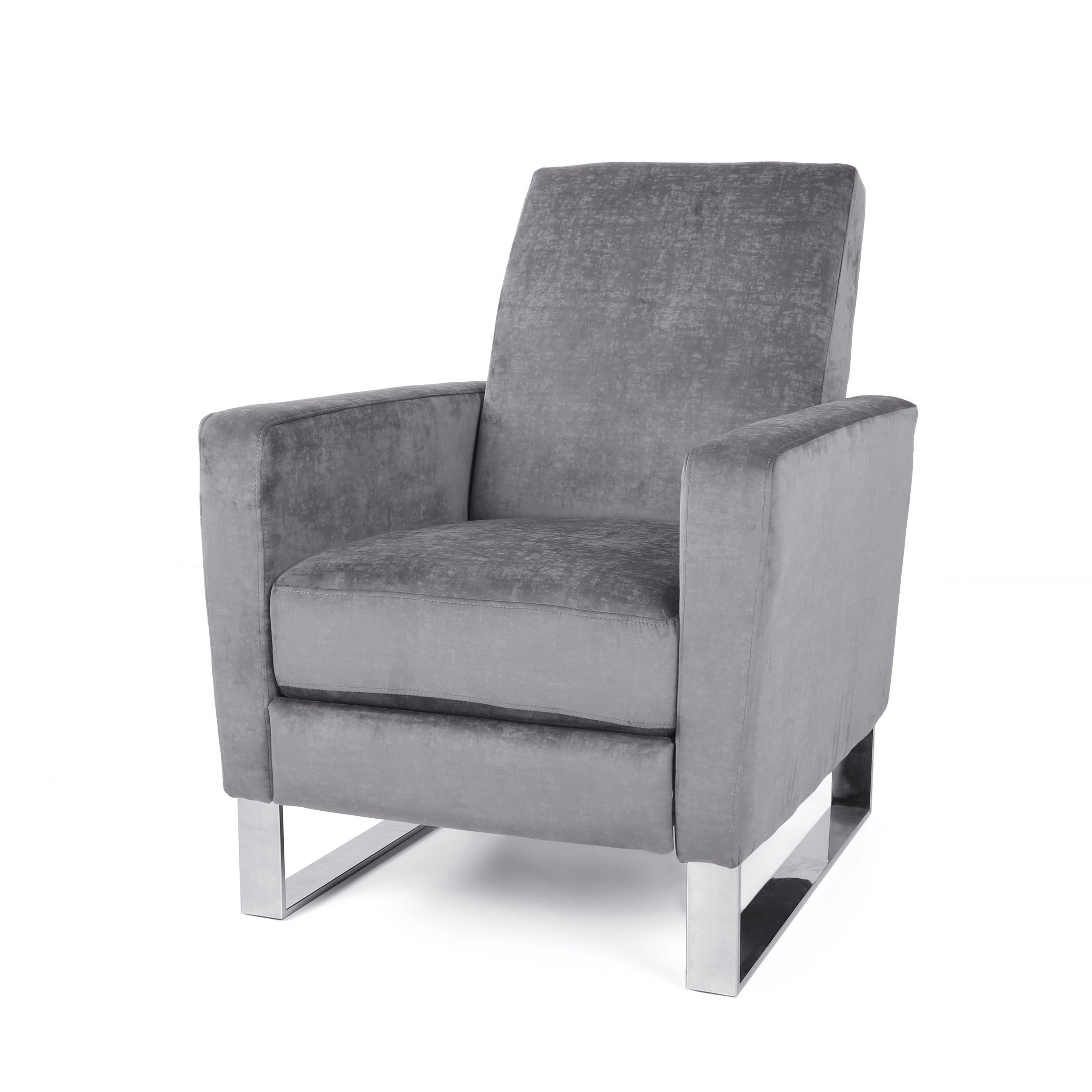 Fauteuil inclinable manuel Reki Push Back, pieds en acier inoxydable, gris