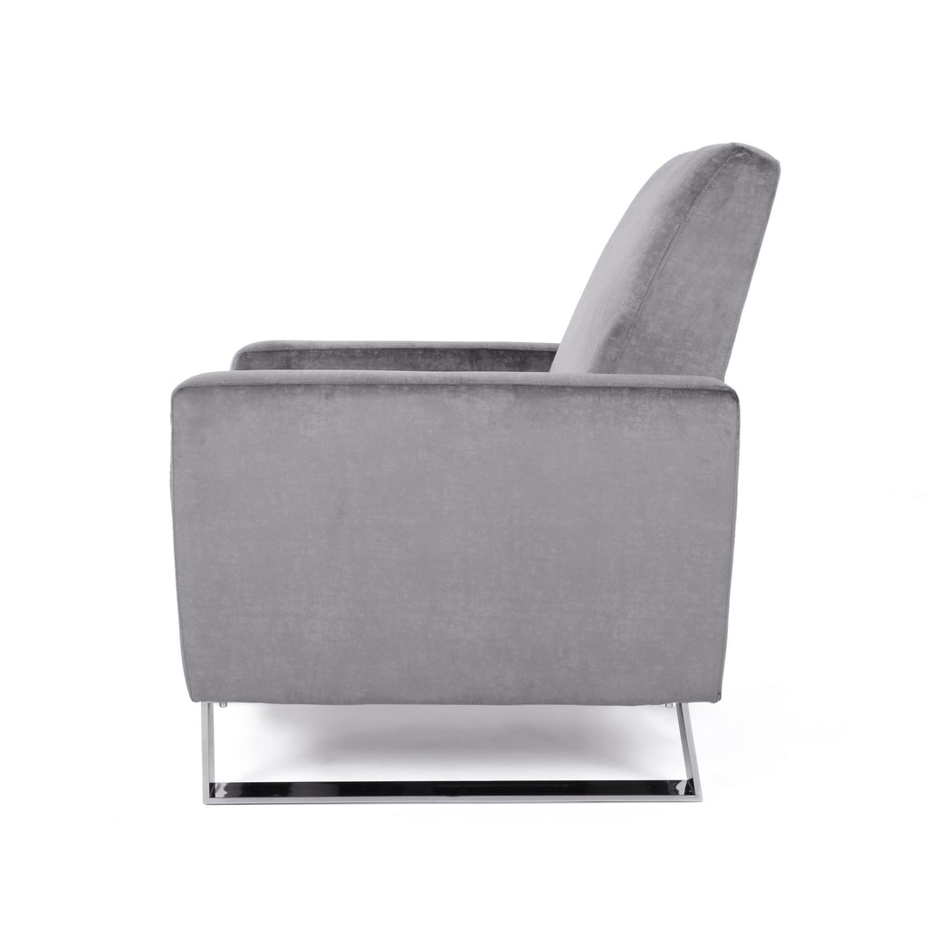 Fauteuil inclinable manuel Reki Push Back, pieds en acier inoxydable, gris