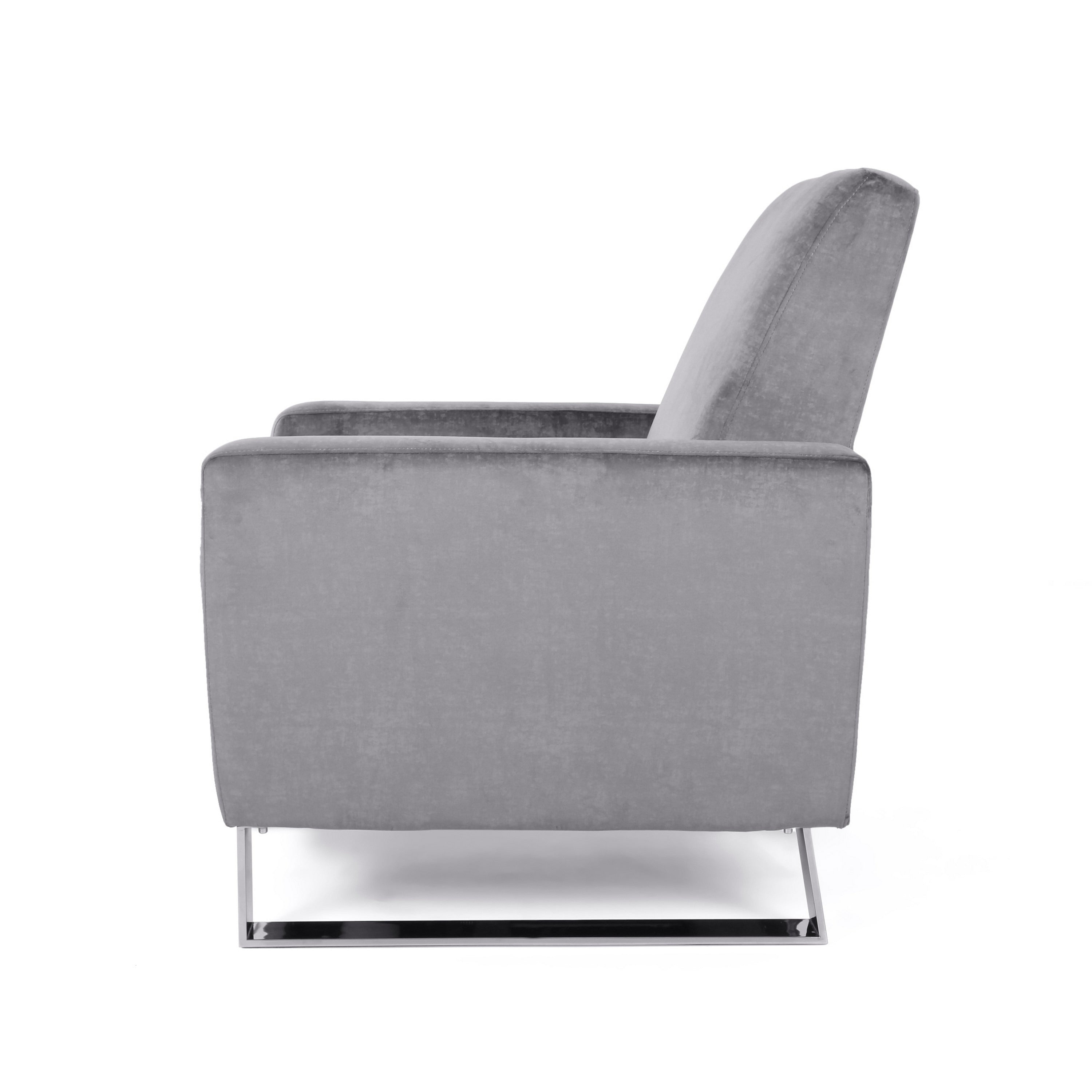 Fauteuil inclinable manuel Reki Push Back, pieds en acier inoxydable, gris