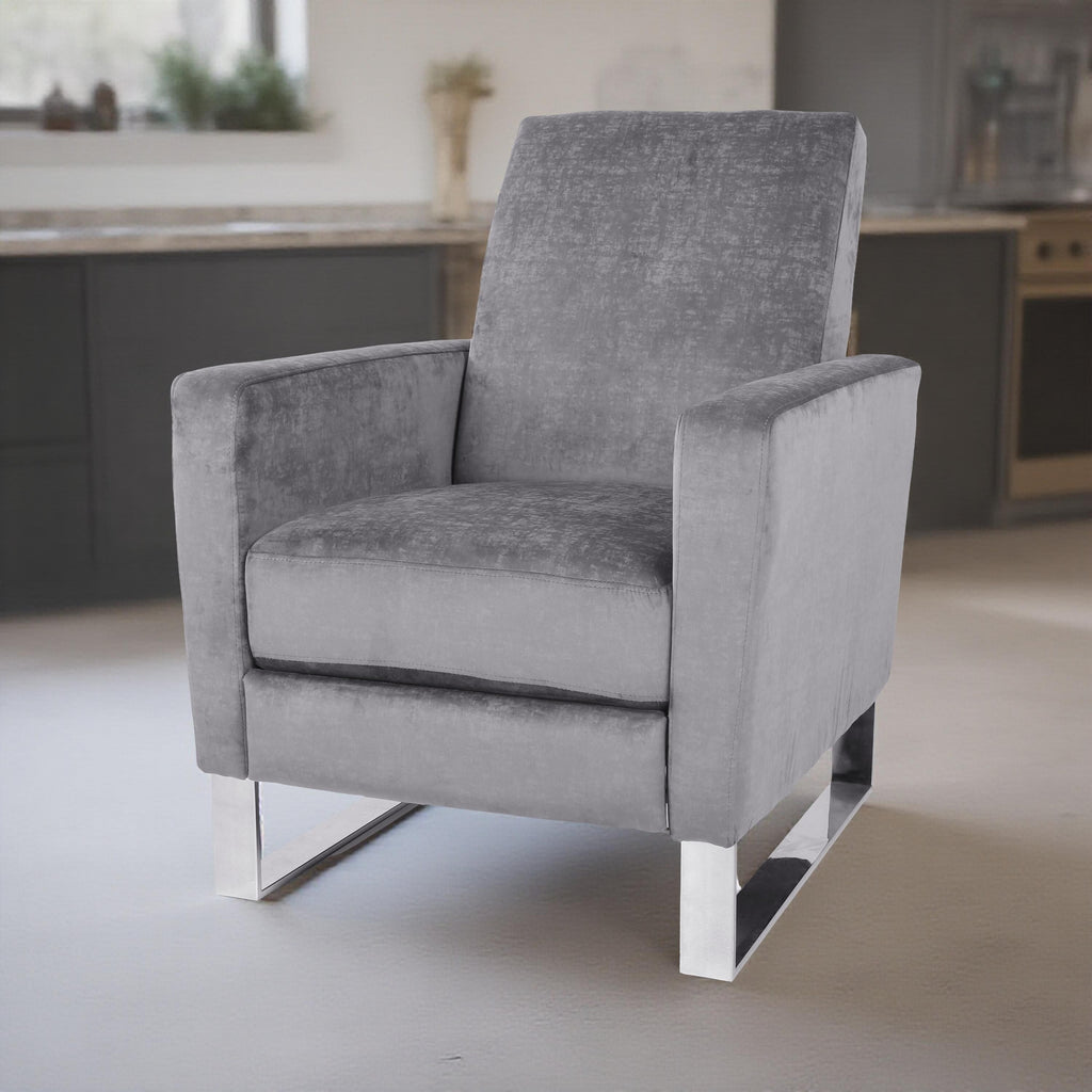 Fauteuil inclinable manuel Reki Push Back, pieds en acier inoxydable, gris
