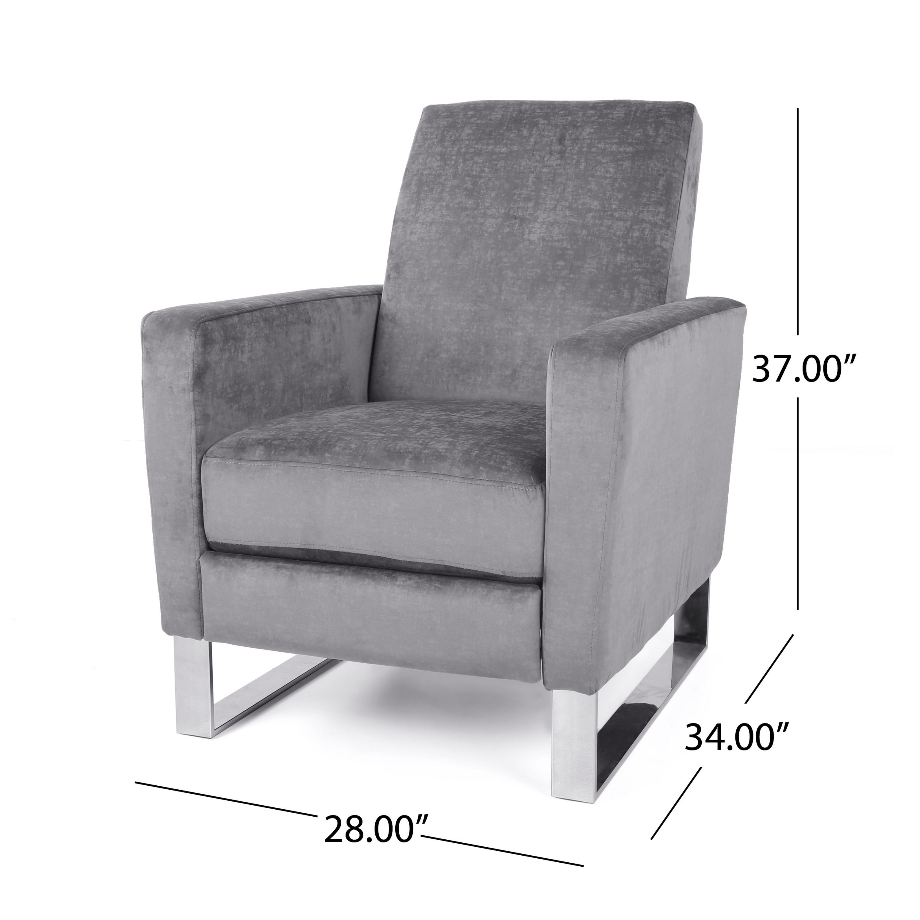 Fauteuil inclinable manuel Reki Push Back, pieds en acier inoxydable, gris
