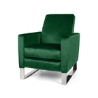 Fauteuil inclinable Reki, dossier à poussée manuelle, acier inoxydable, velours vert