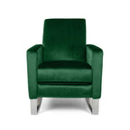 Fauteuil inclinable Reki, dossier à poussée manuelle, acier inoxydable, velours vert