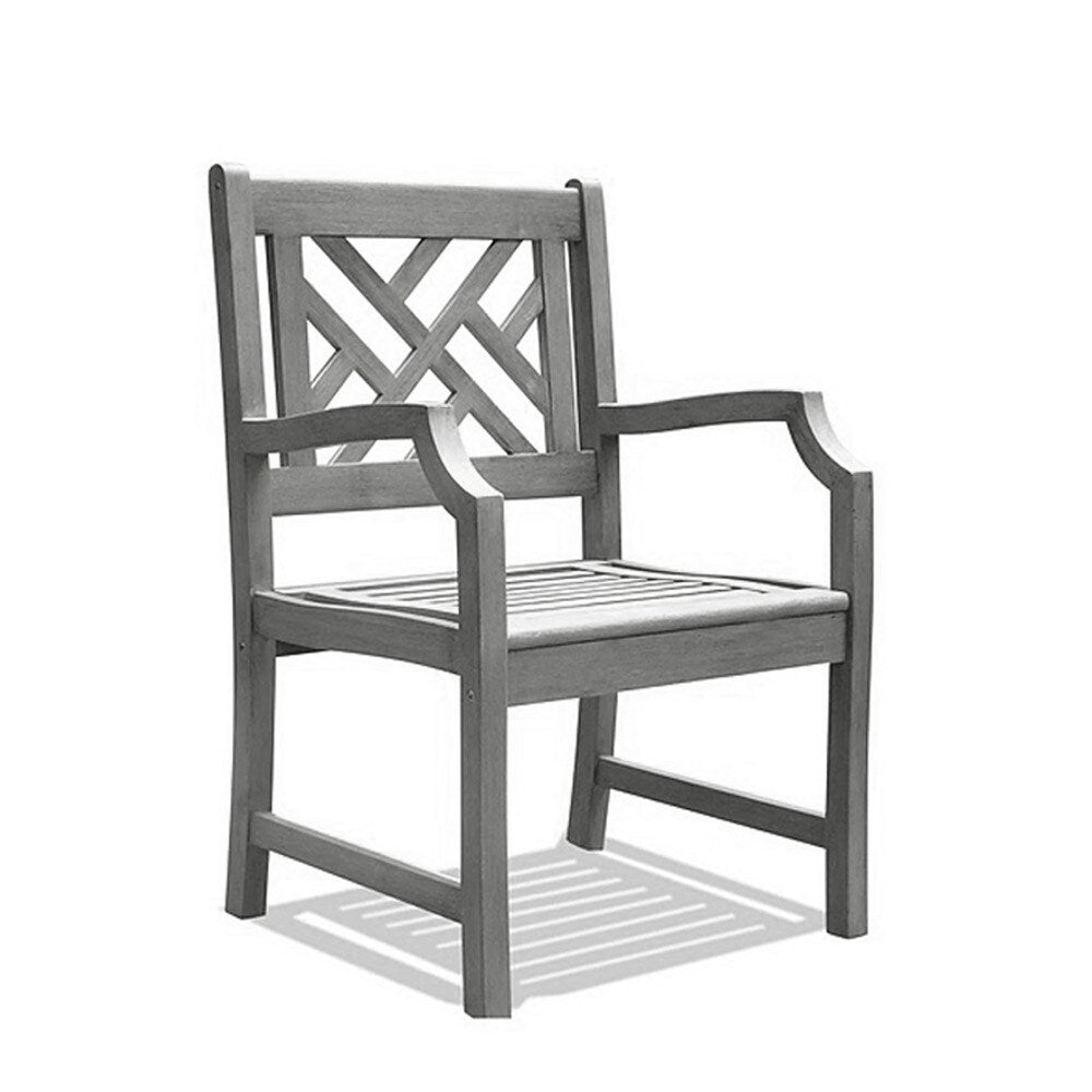 Ensemble de salle à manger d'extérieur en bois dur Surfside, table rectangulaire avec banc et fauteuil, par Havenside Home