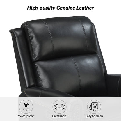 Fauteuil inclinable pivotant traditionnel Renato en cuir véritable avec base en métal, lot de 2 par HULALA HOME