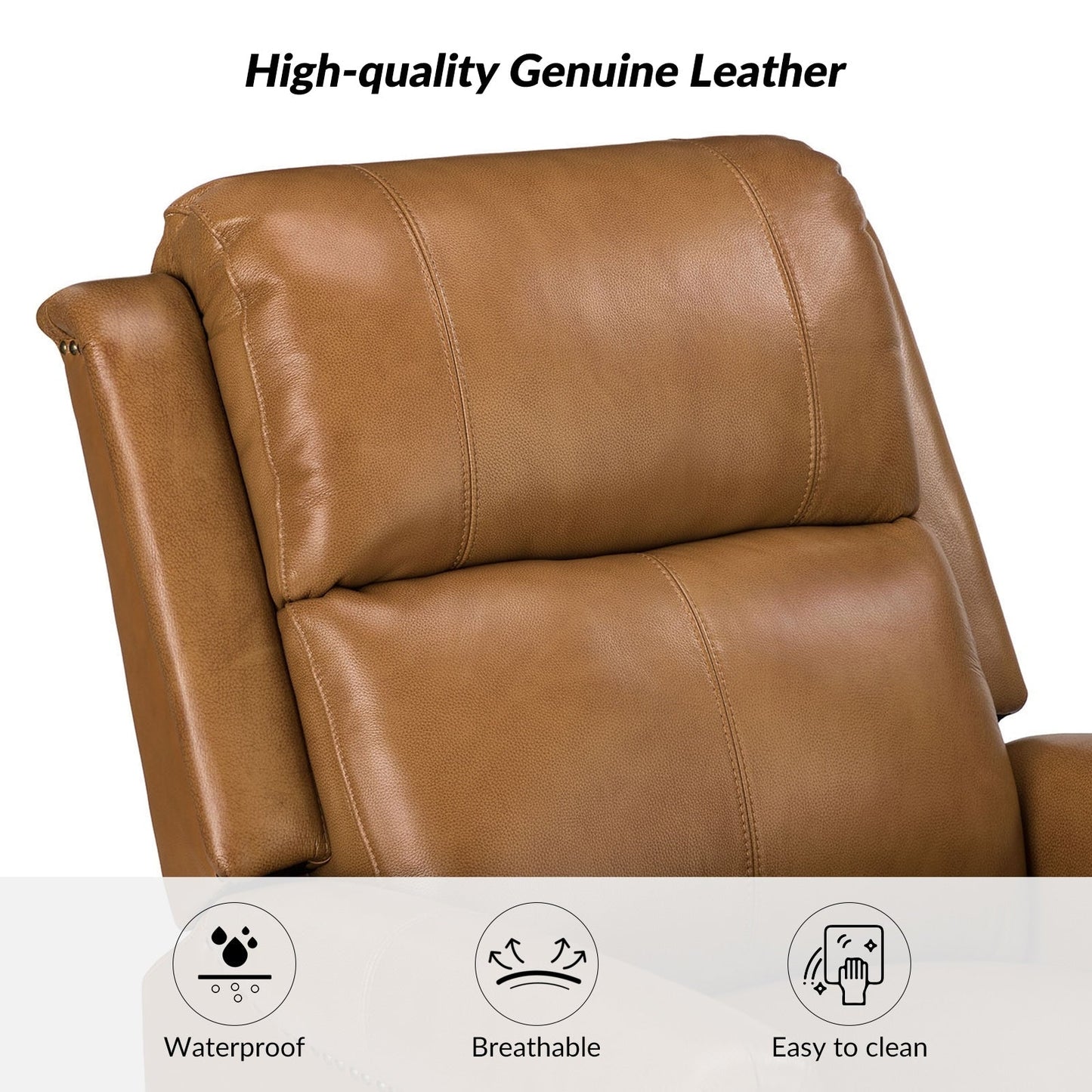Fauteuil inclinable pivotant traditionnel Renato en cuir véritable avec base en métal, lot de 2 par HULALA HOME